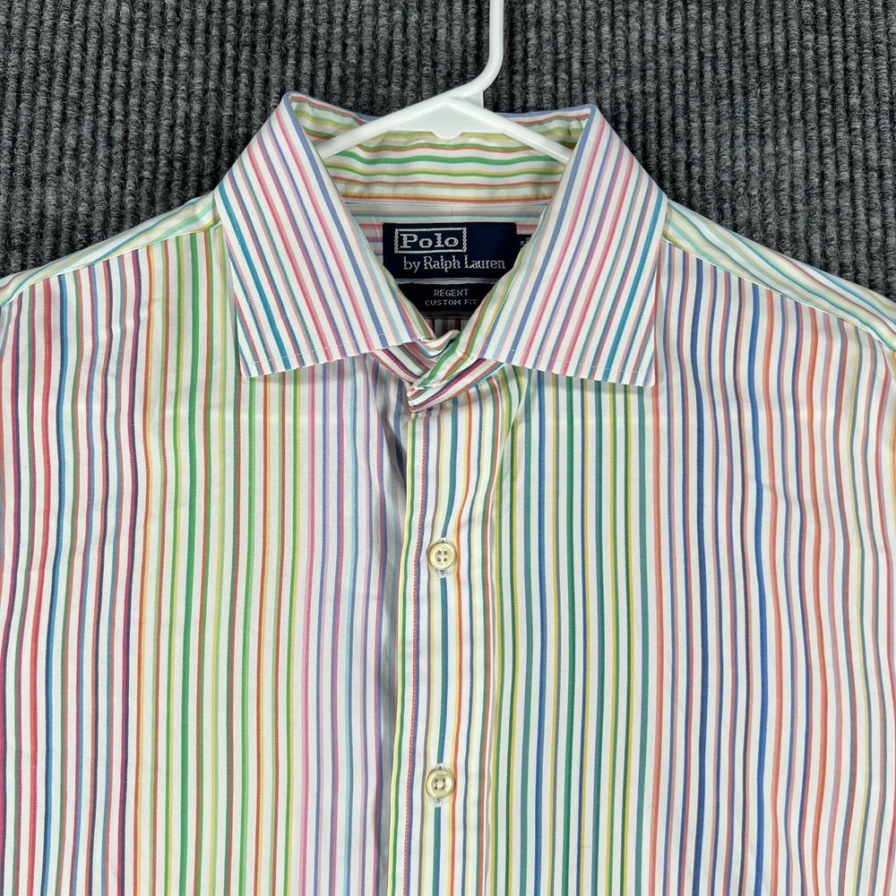 Polo Ralph Lauren Shirt Mens 17 Multicolored Striped Long Sleeve Button Regent